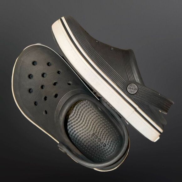 Little Kids Unisex Off Crocs Court Black Clogs Slip On Size C12 - Picture 8 of 9